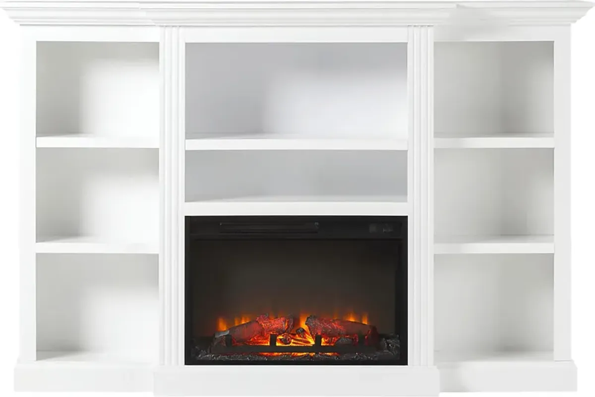 Lisashire White 70 in. Console, With Electric Fireplace