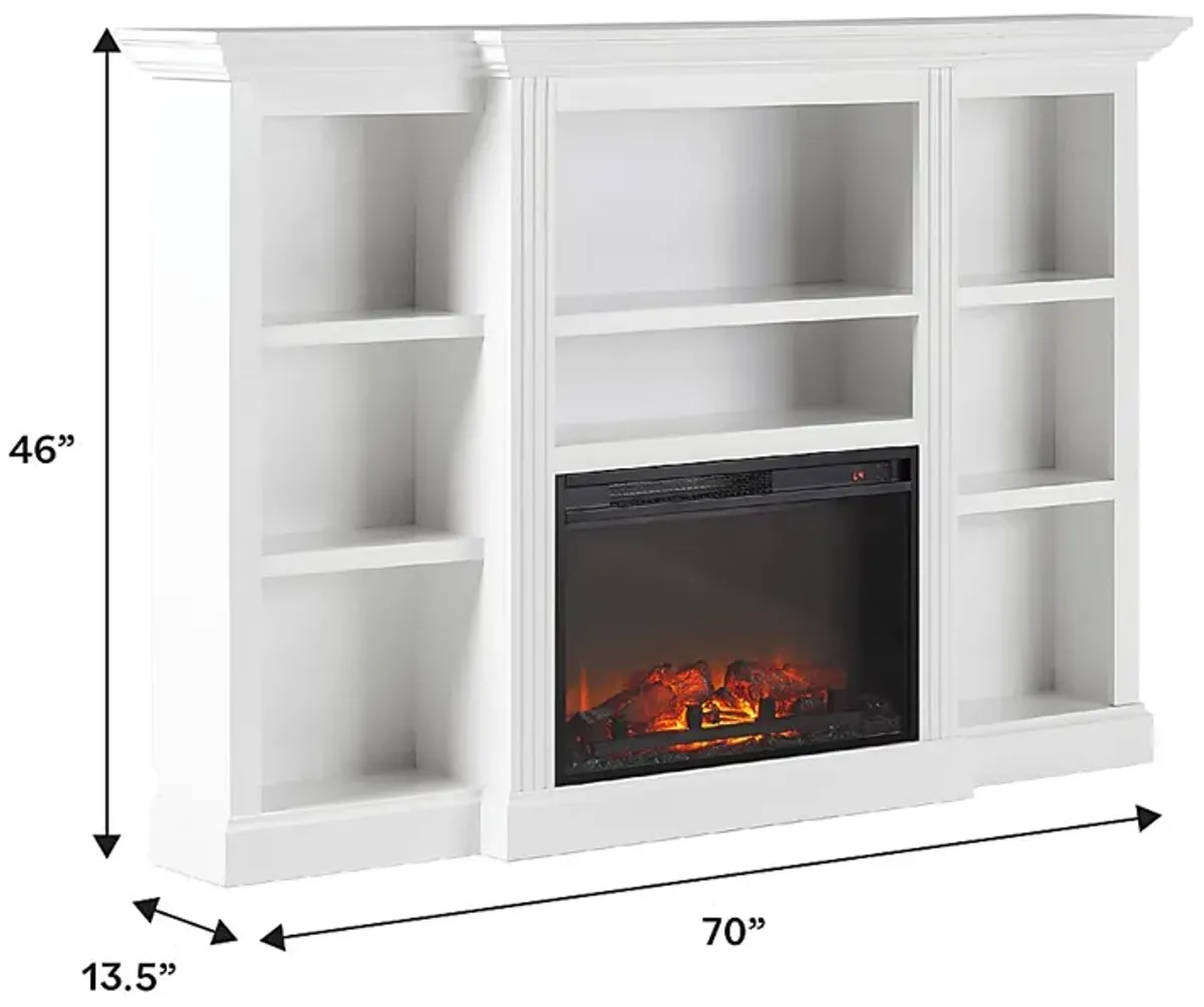 Lisashire White 70 in. Console, With Electric Fireplace