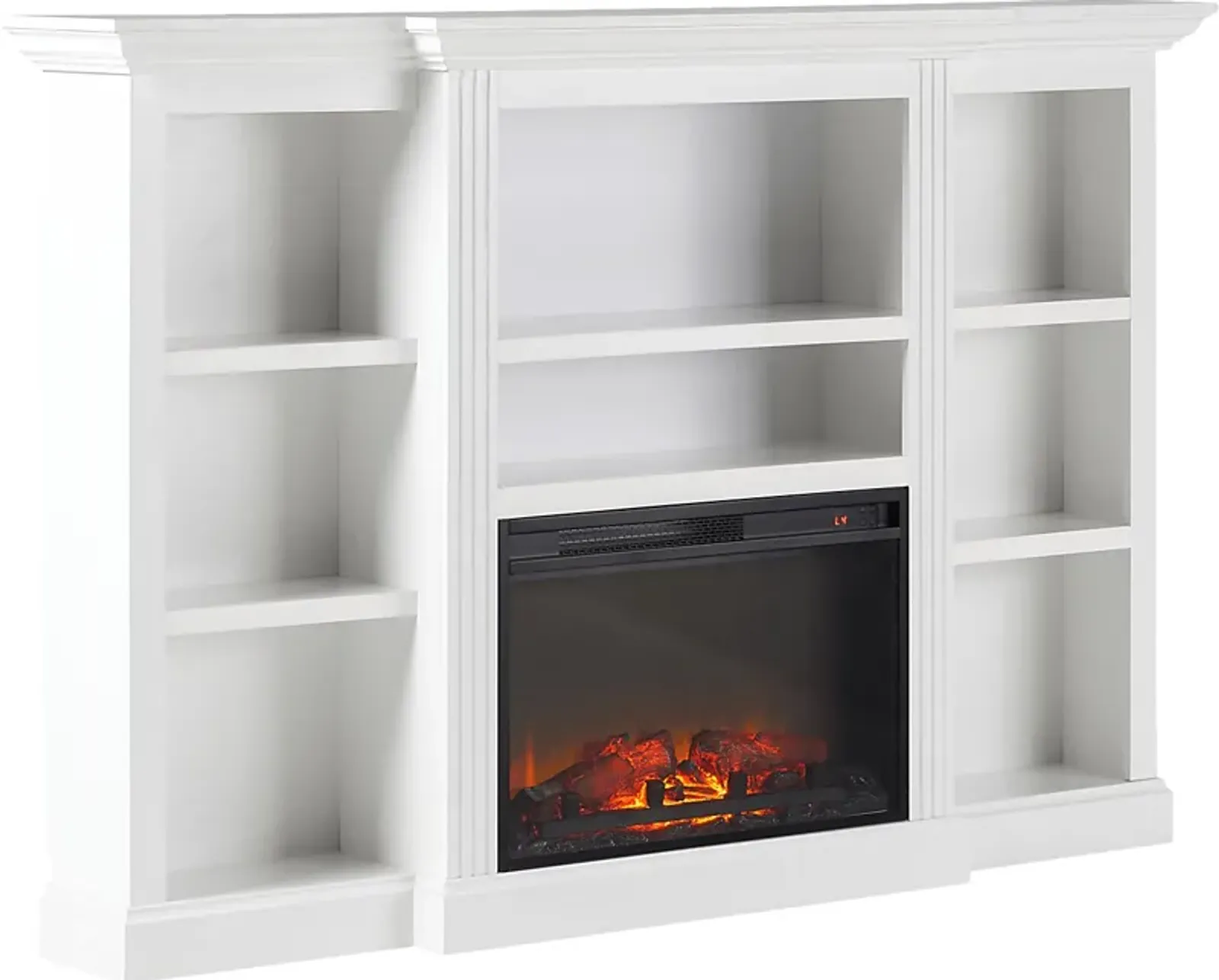 Lisashire White 70 in. Console, With Electric Fireplace