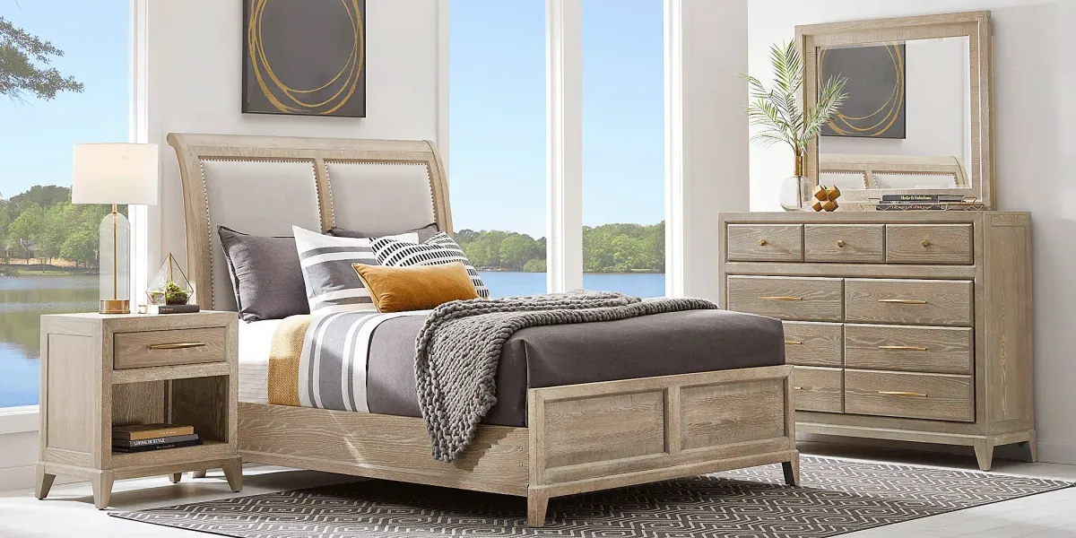 Kailey Park Light Oak 7 Pc Queen Sleigh Bedroom