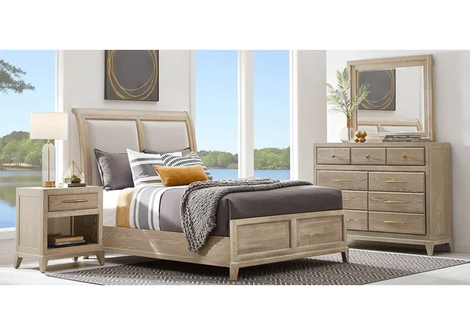 Kailey Park Light Oak 7 Pc Queen Sleigh Bedroom