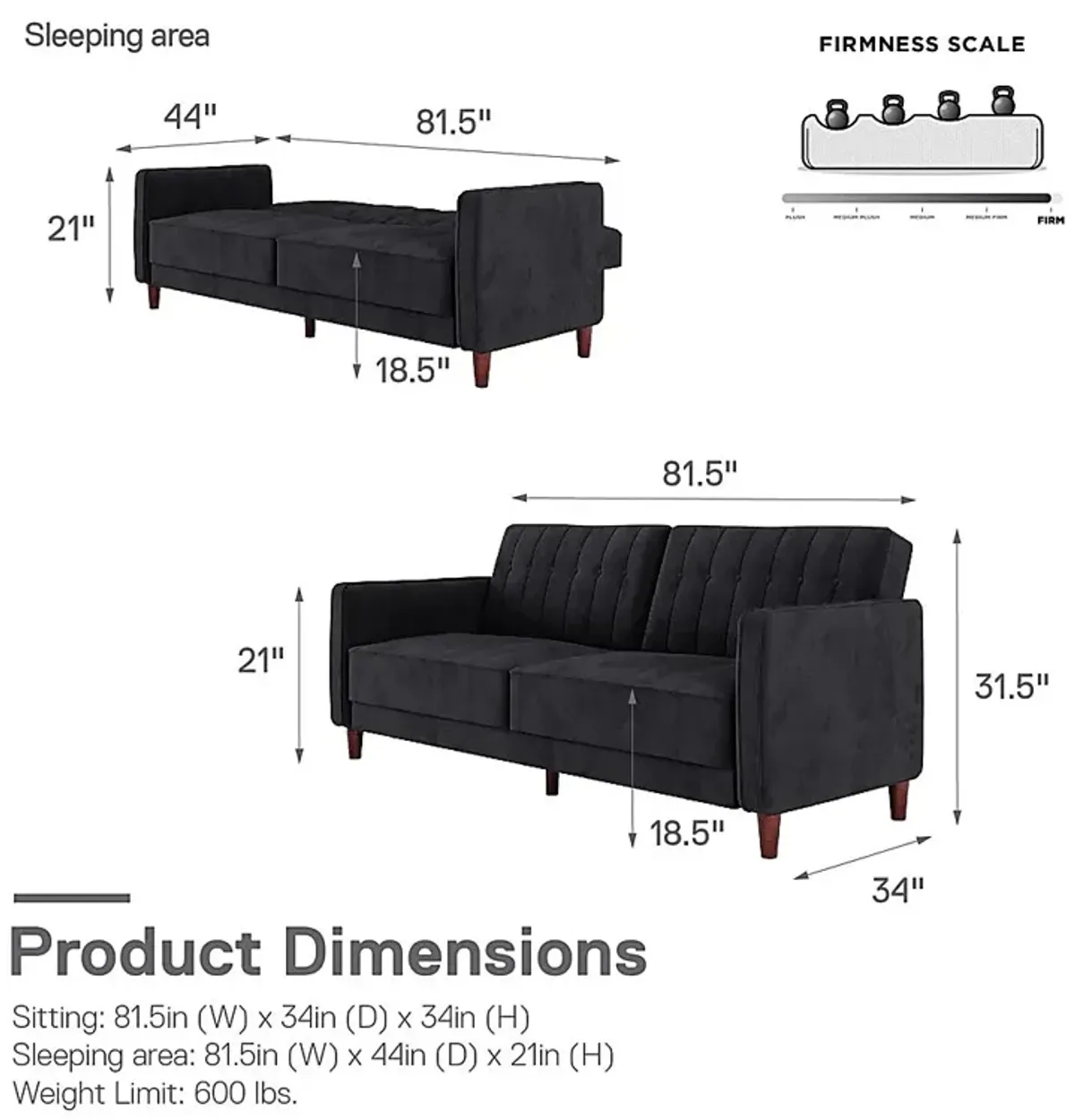 Boxmeer Black Futon