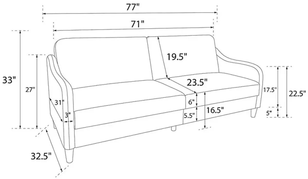 Chinauld II Gray Futon