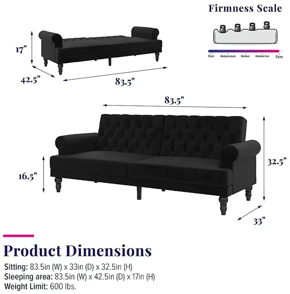 Curritock Black Futon