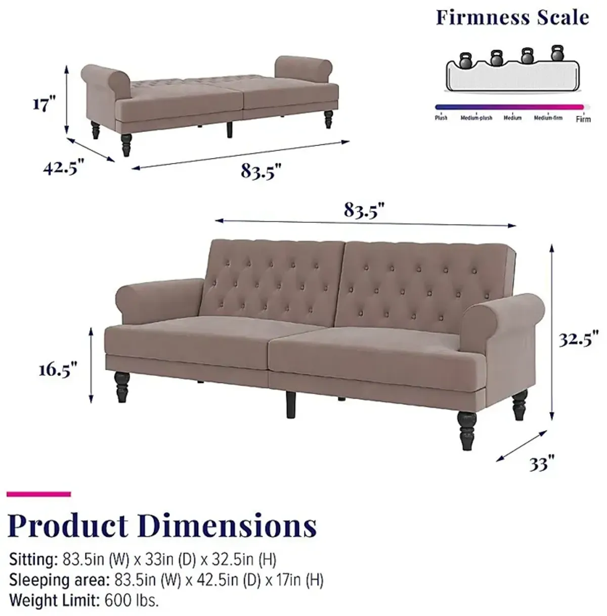 Curritock Blush Futon