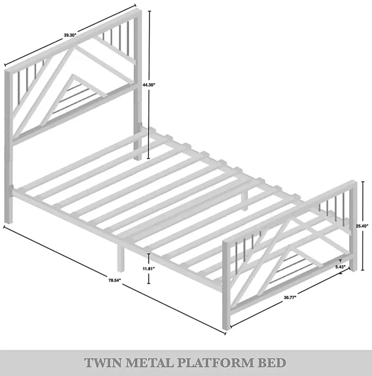 Bainfair Black Twin Metal Bed