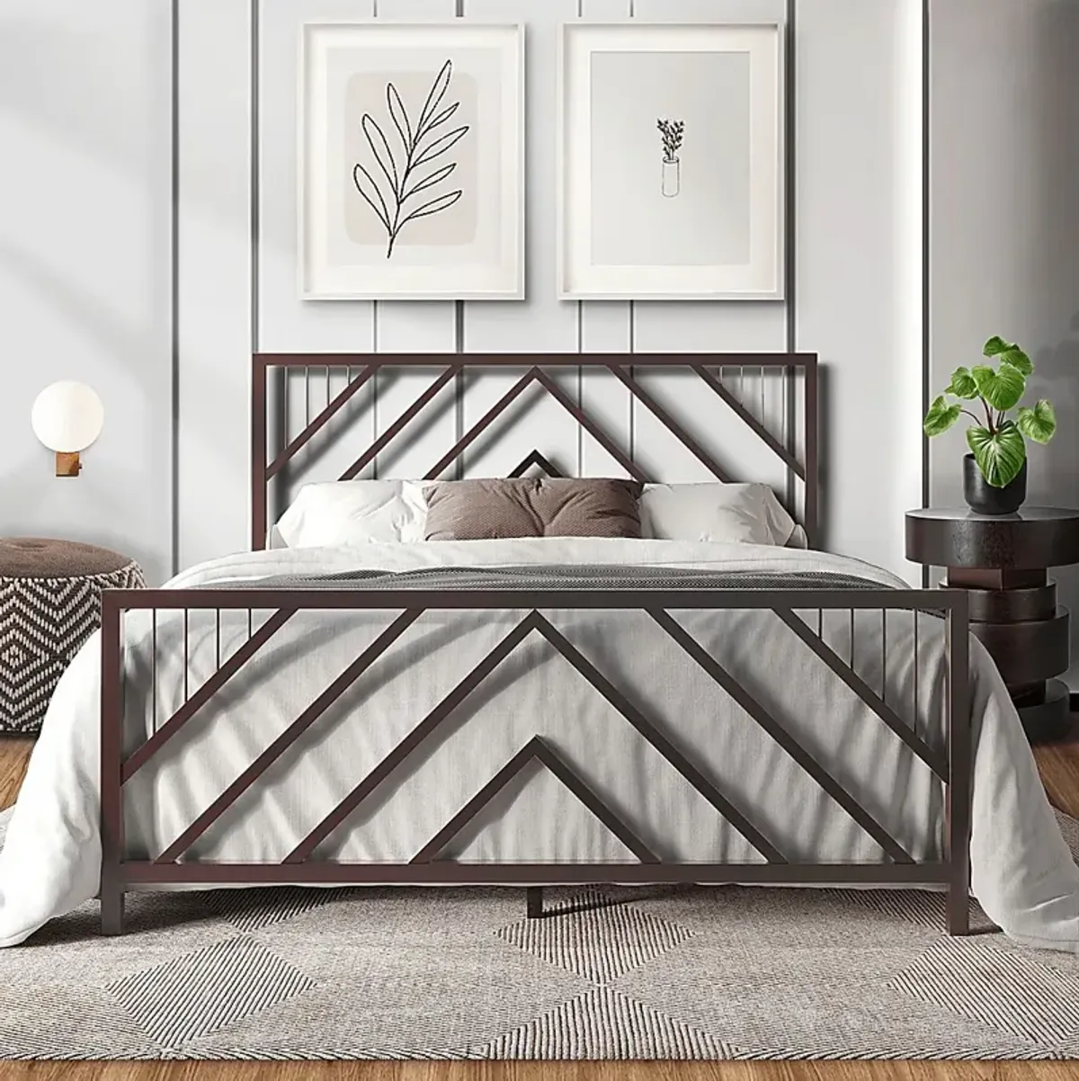 Bainfair Brown Twin Metal Bed