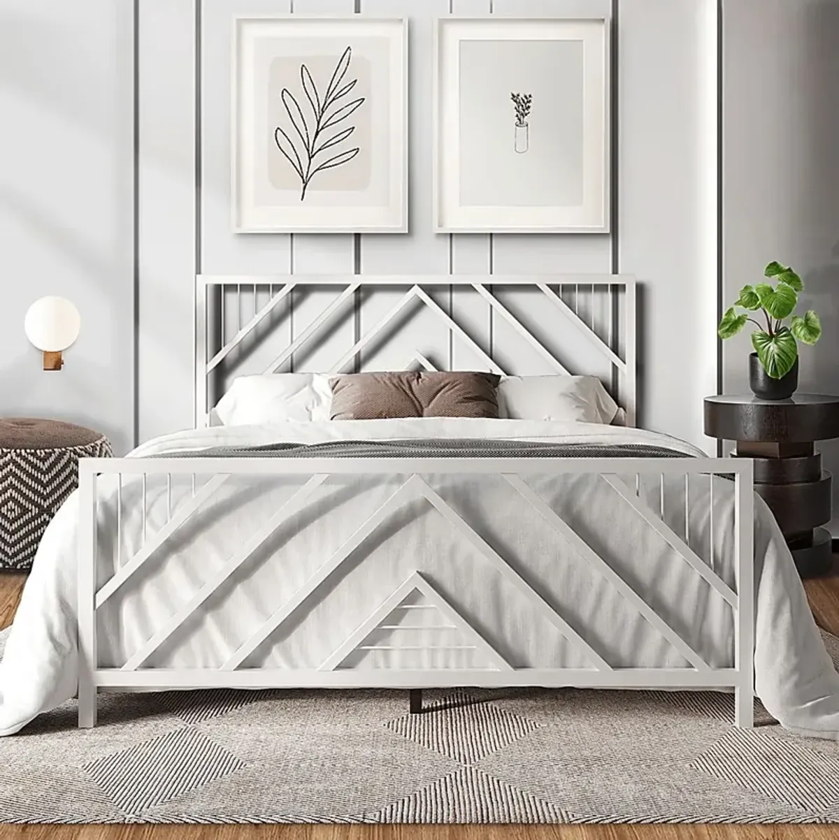 Bainfair White Twin Metal Bed