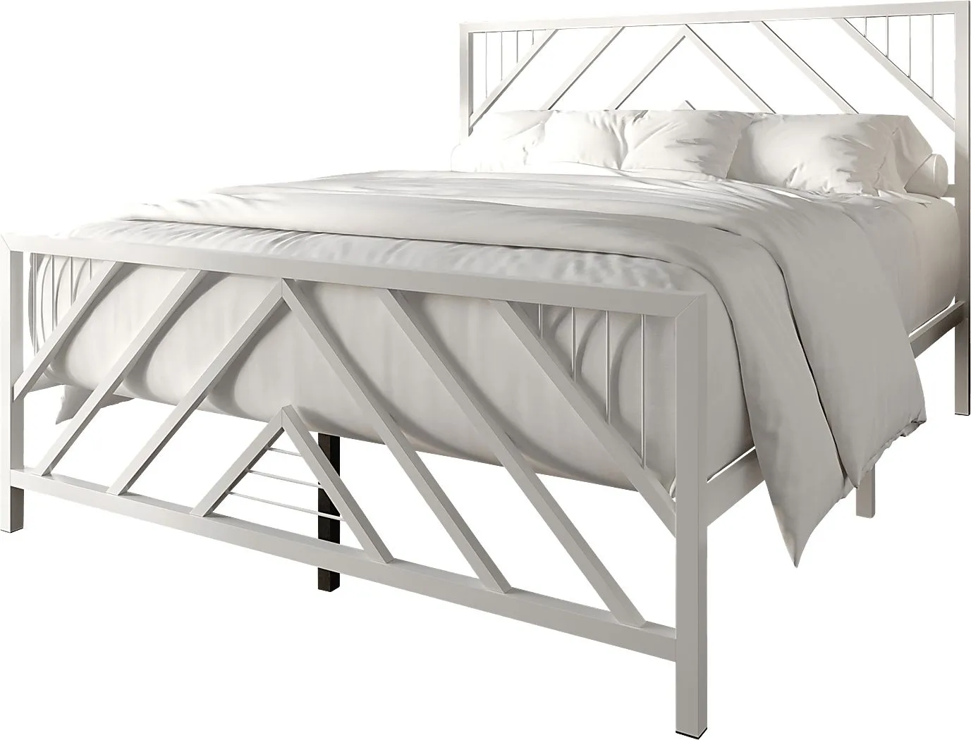 Bainfair White Twin Metal Bed