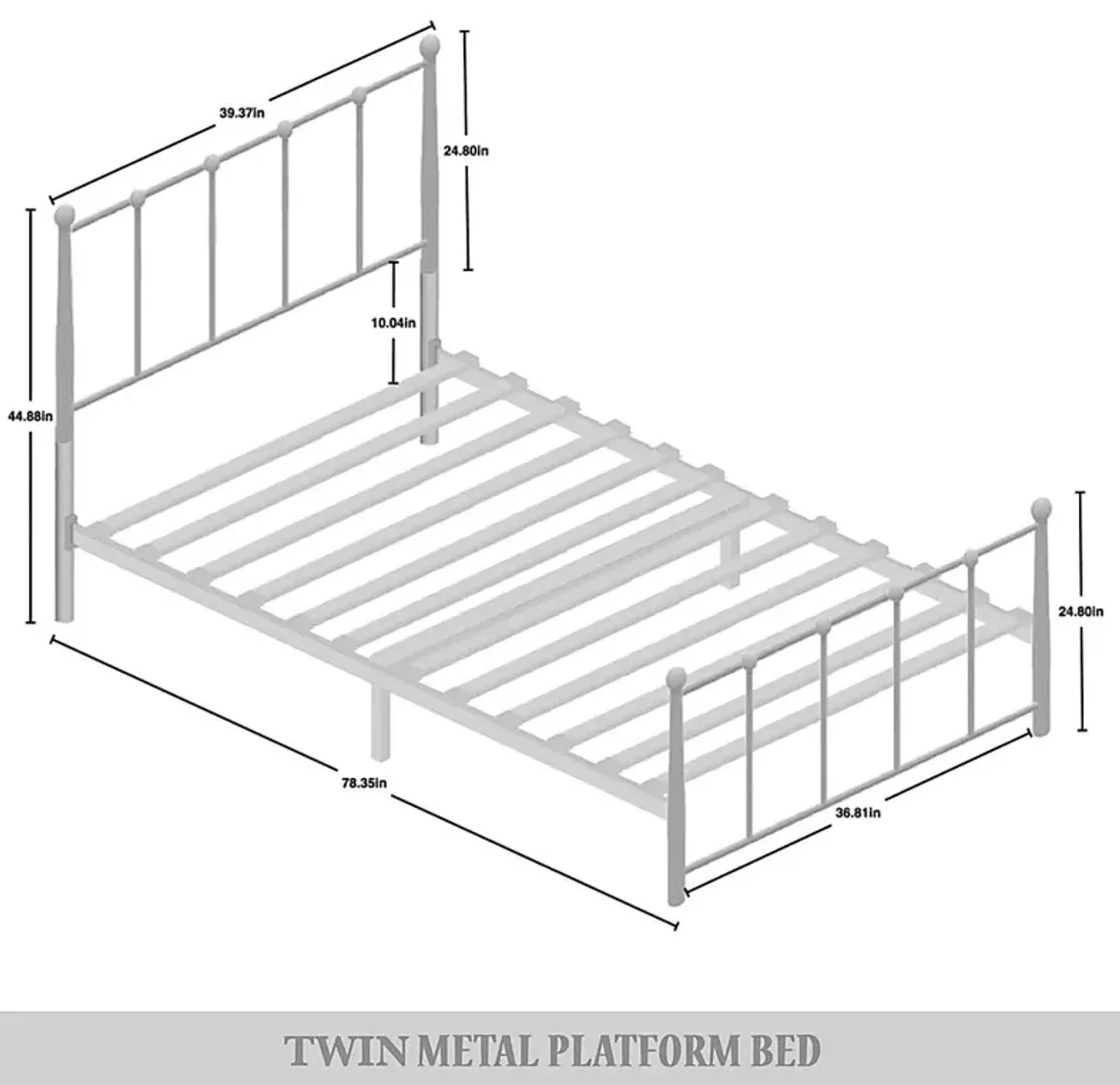 Pixelfly White Twin Bed