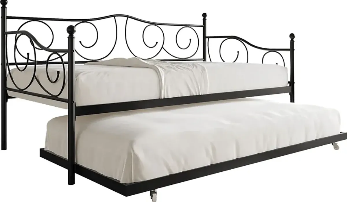 Sawwarers Black Daybed With Trundle