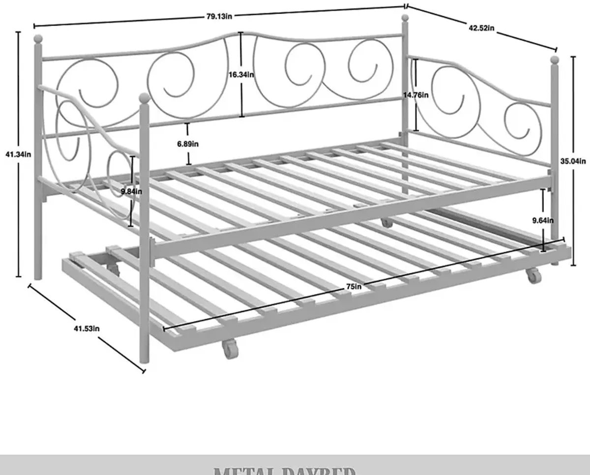 Sawwarers White Daybed With Trundle