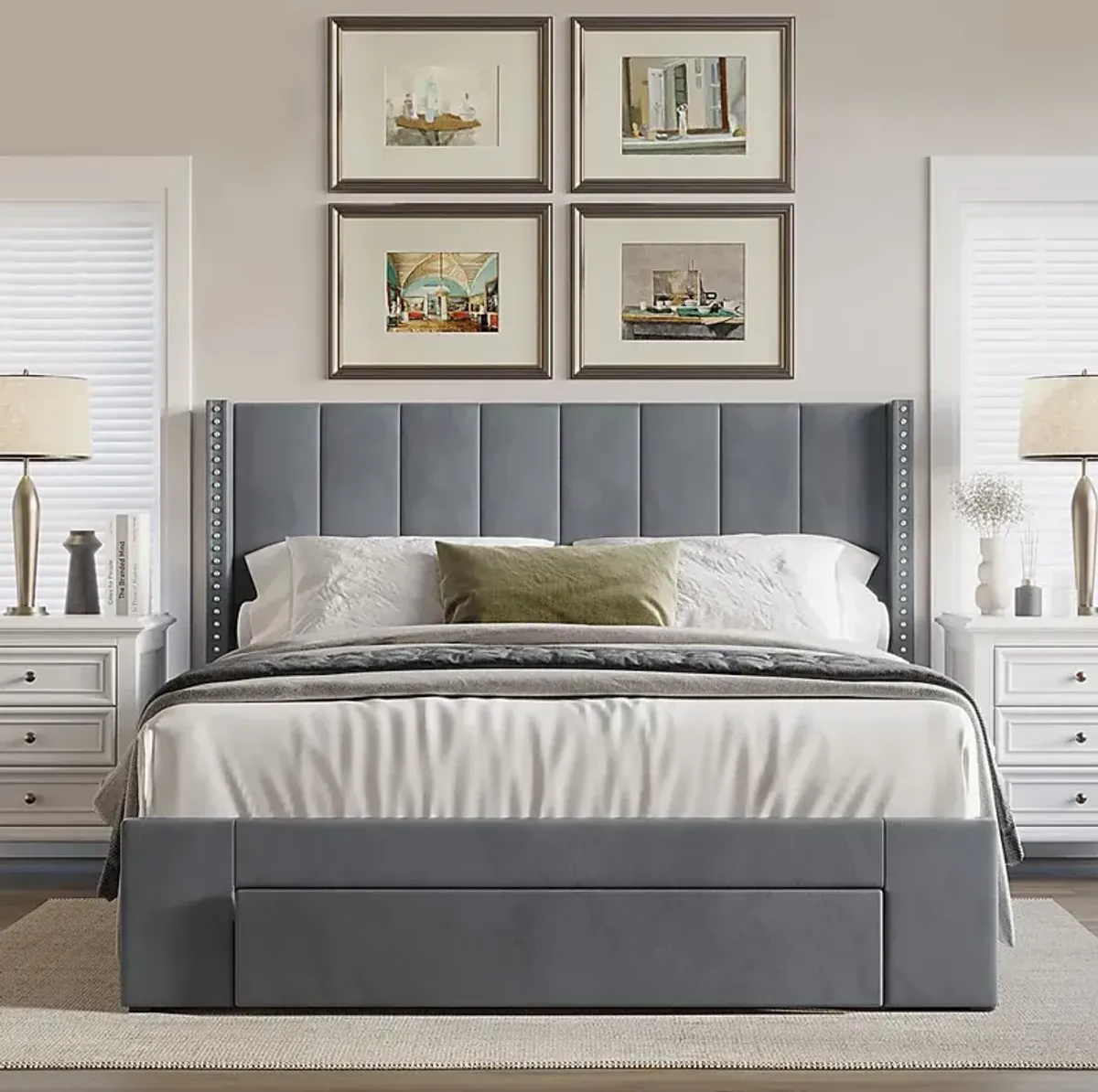 Lischey Dark Gray Twin Bed