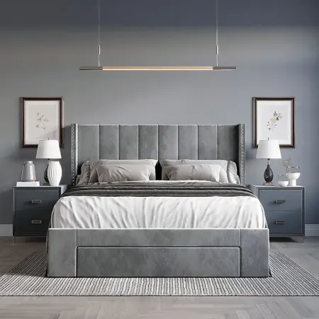 Lischey Dark Gray Twin Bed