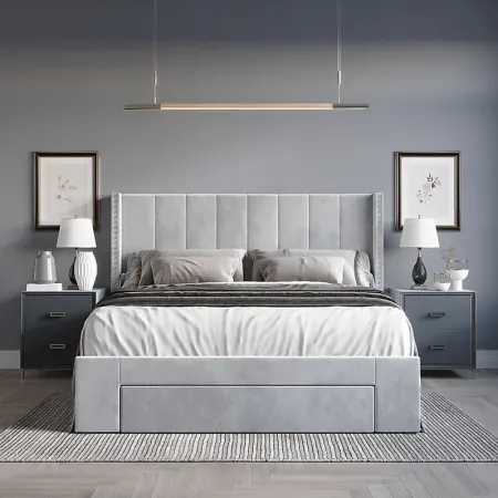 Lischey Light Gray Twin Bed