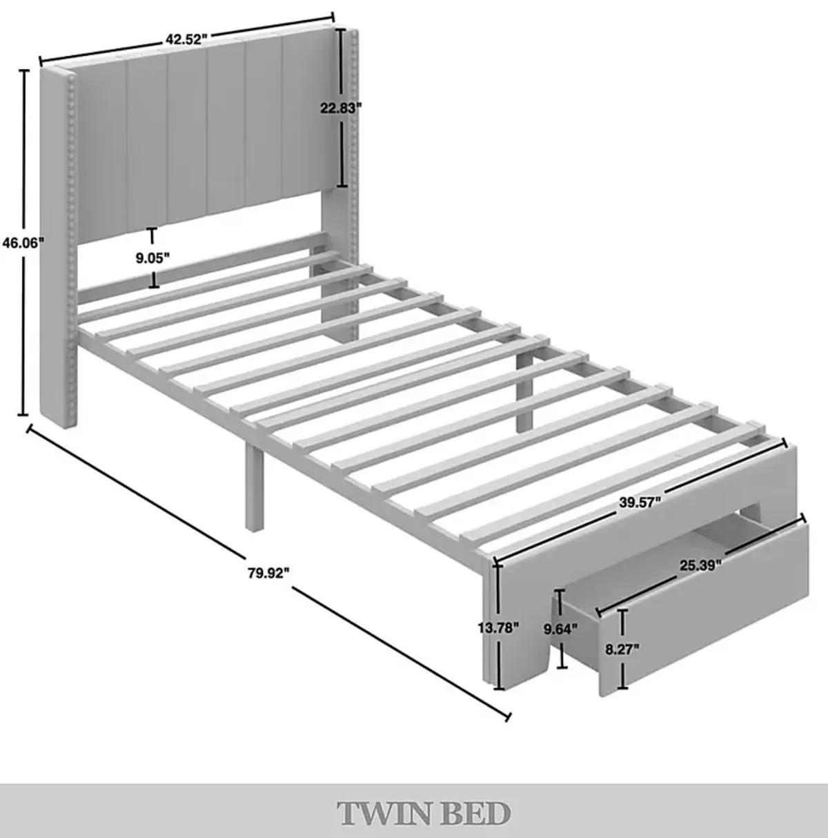 Lischey Light Gray Twin Bed