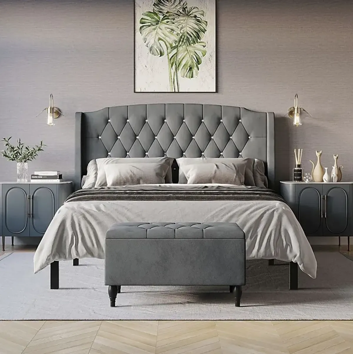 Malachi Gray Twin Bed with Storage