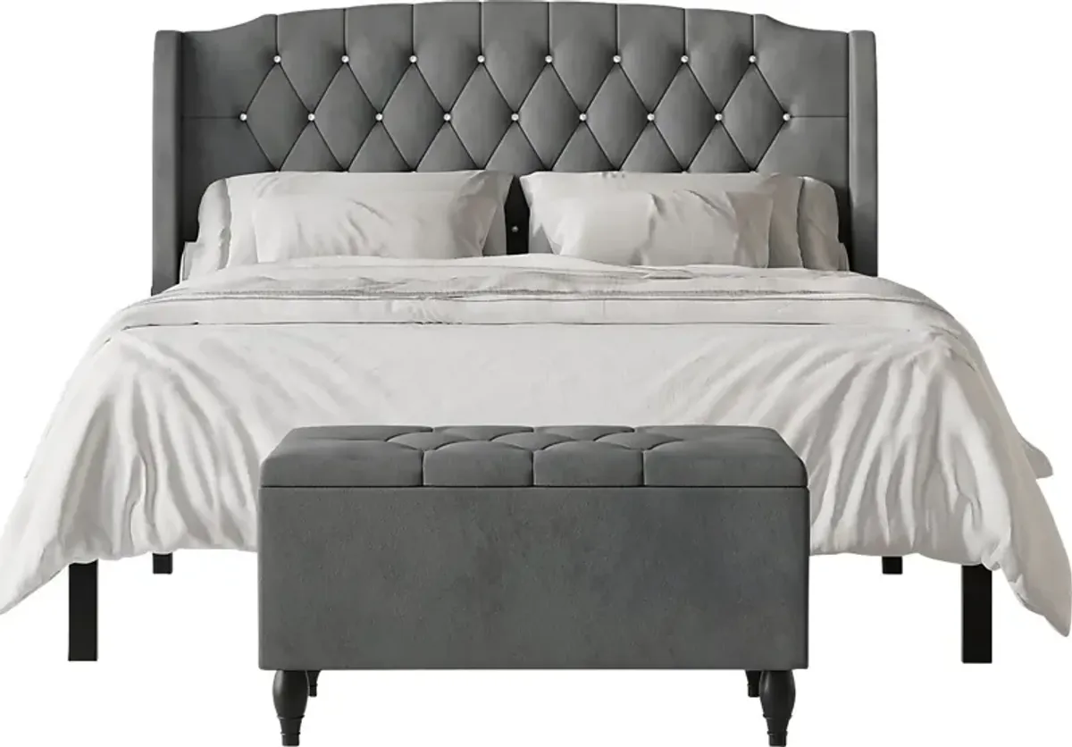 Malachi Gray Twin Bed with Storage