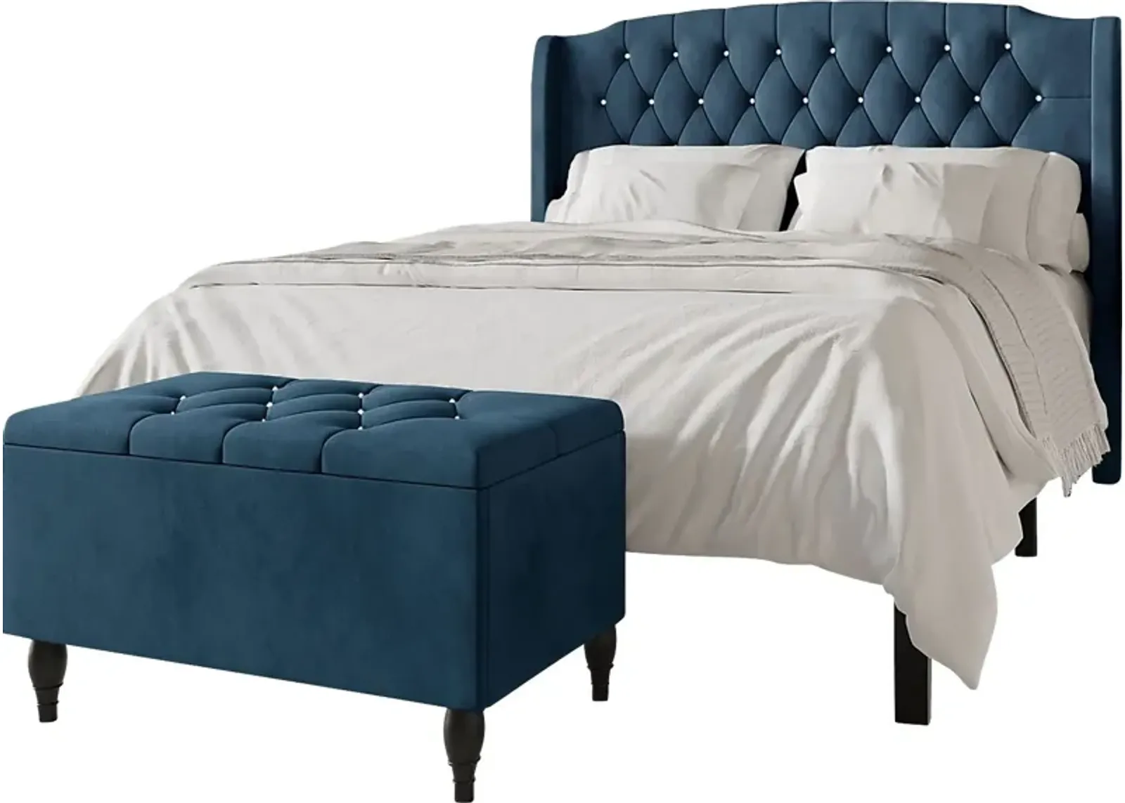 Malachi Blue Twin Bed with Storage