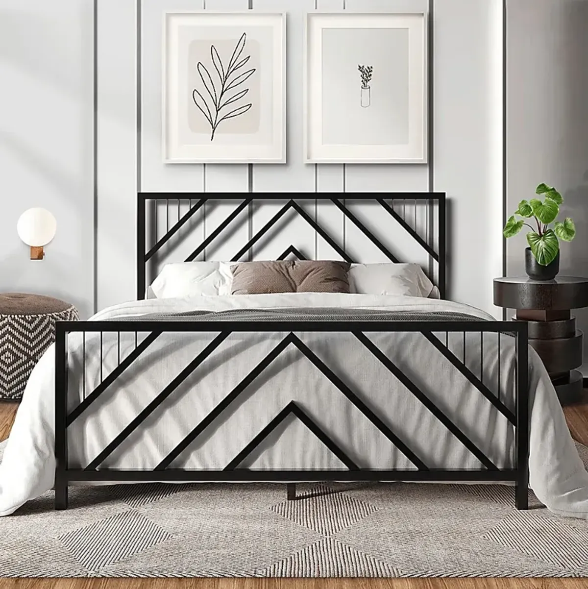 Bainfair Black Full Metal Bed