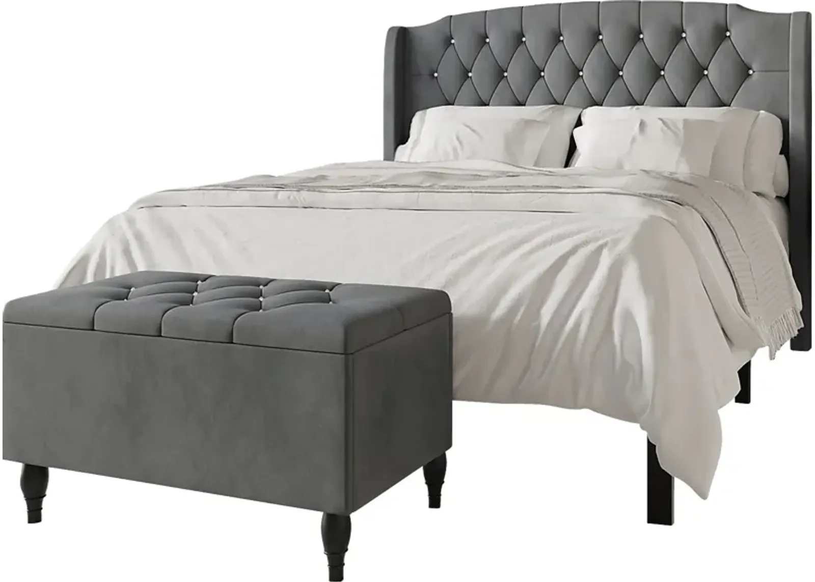 Malachi Gray Full Bed with Storage