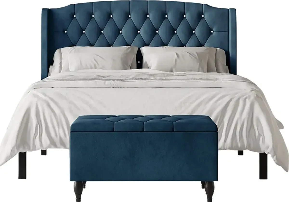 Malachi Blue Full Bed with Storage