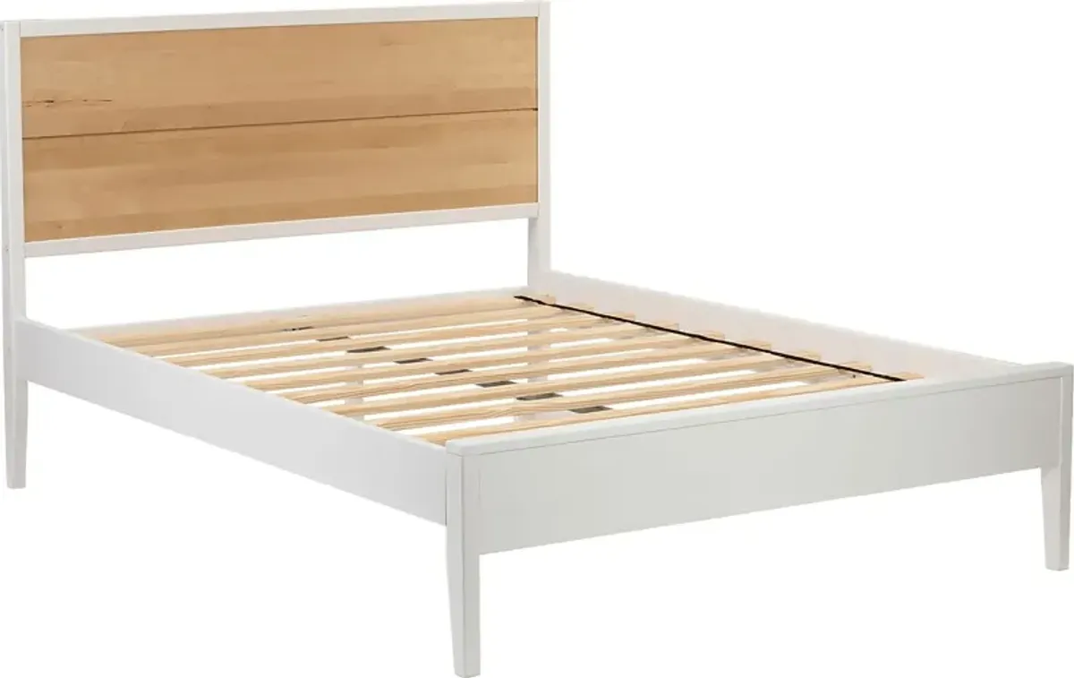 Learitt White Natural Queen Platform Bed