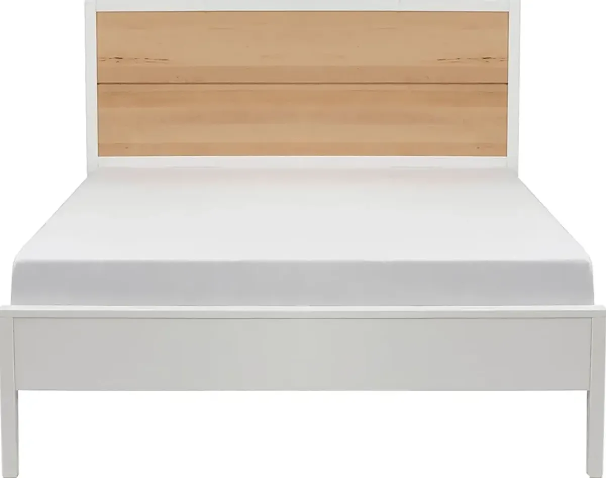 Learitt White Natural Queen Platform Bed