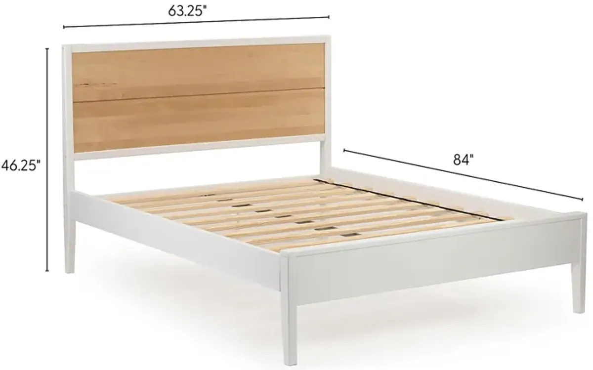 Learitt White Natural Queen Platform Bed