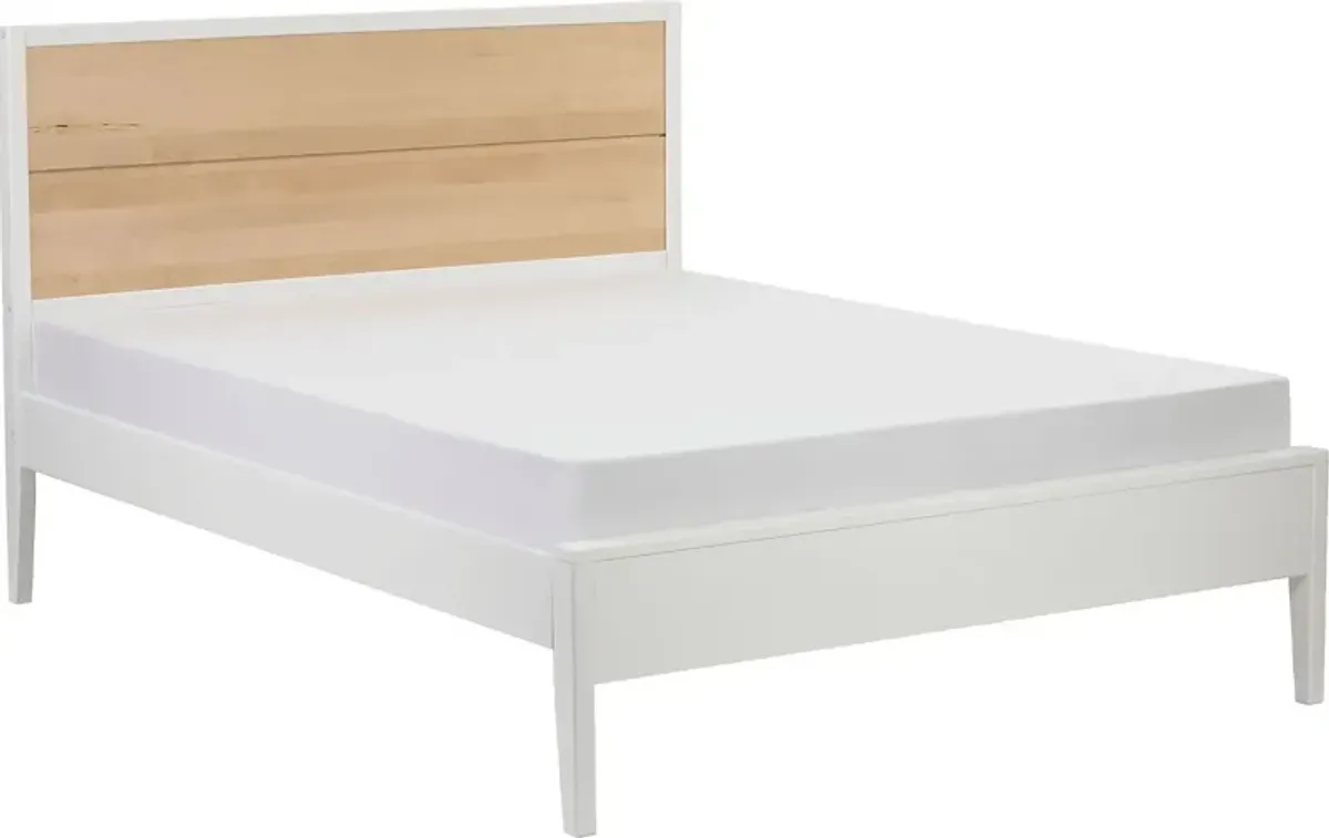 Learitt White Natural Queen Platform Bed