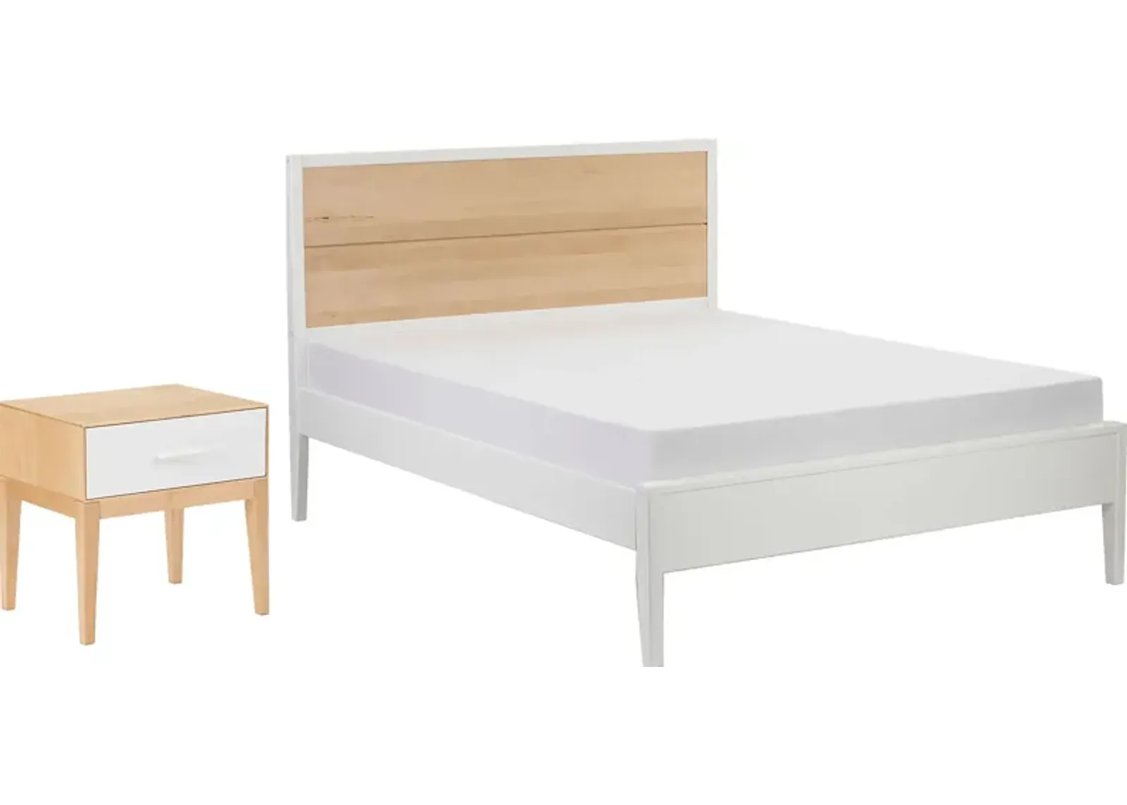 Ogallah White Natural Queen Bed & Nightstands, Set of 3