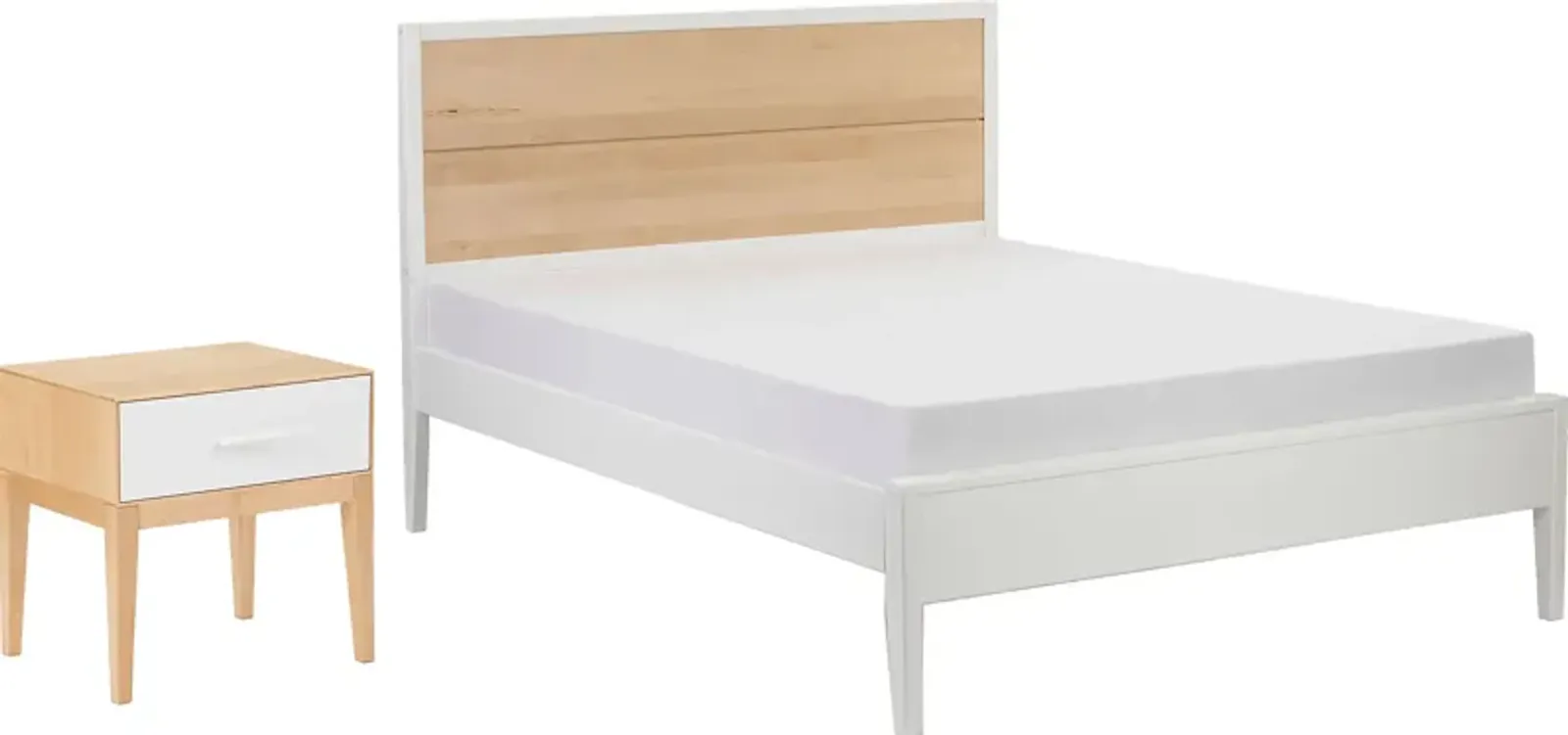 Ogallah White Natural Queen Bed & Nightstands, Set of 3