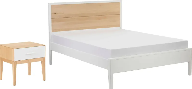 Ogallah White Natural Queen Bed & Nightstands, Set of 3