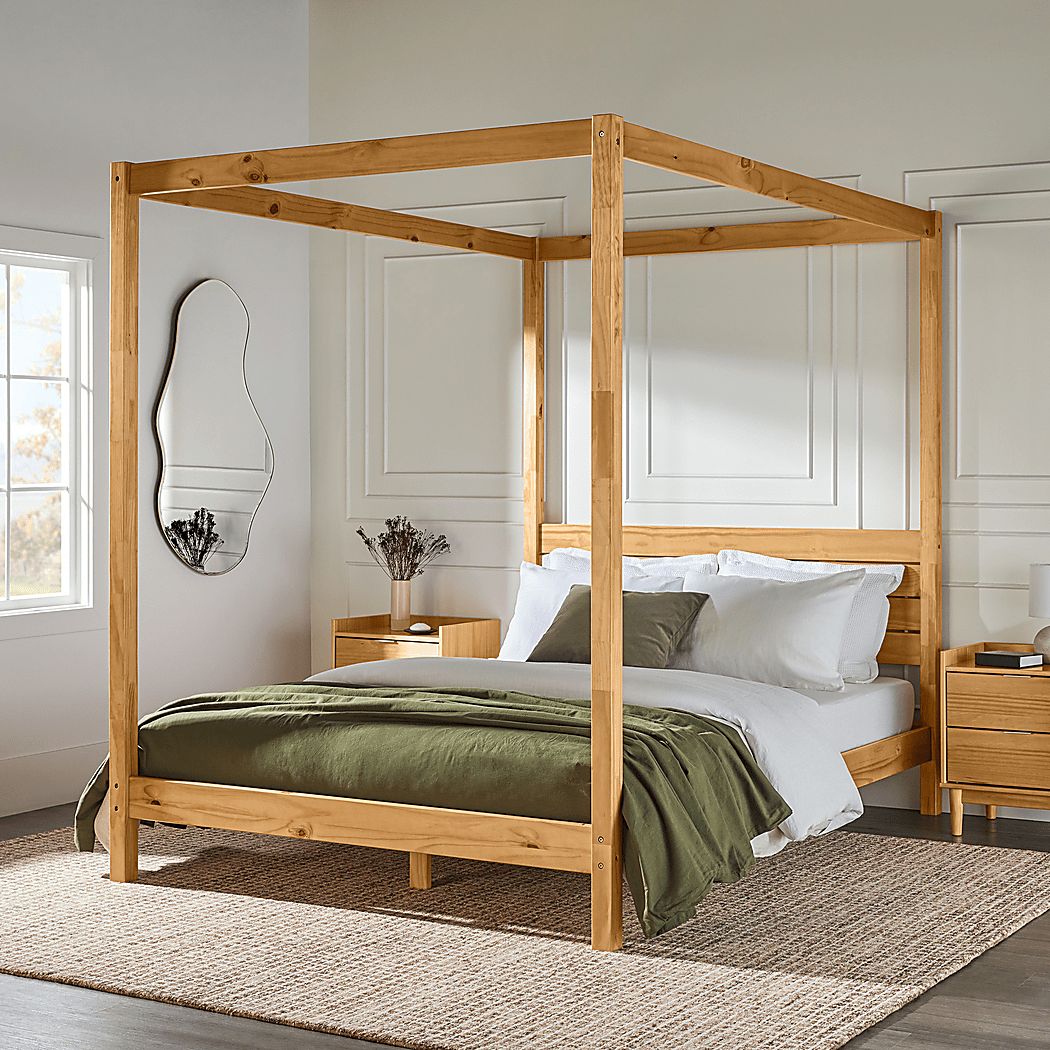 Evertrust Natural Queen Canopy Bed