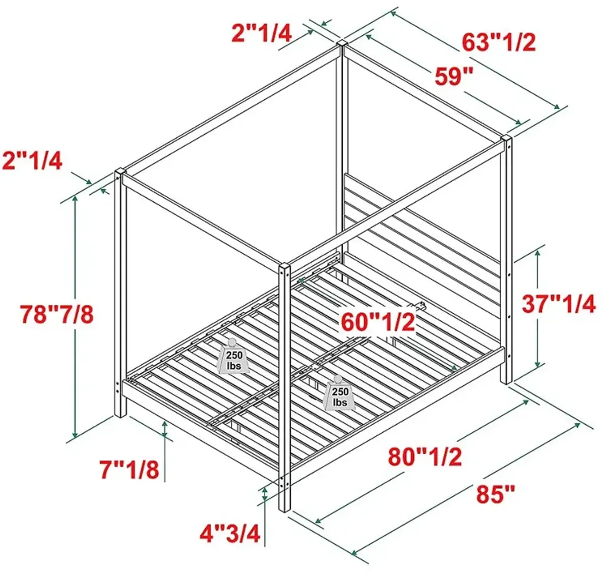 Evertrust Natural Queen Canopy Bed