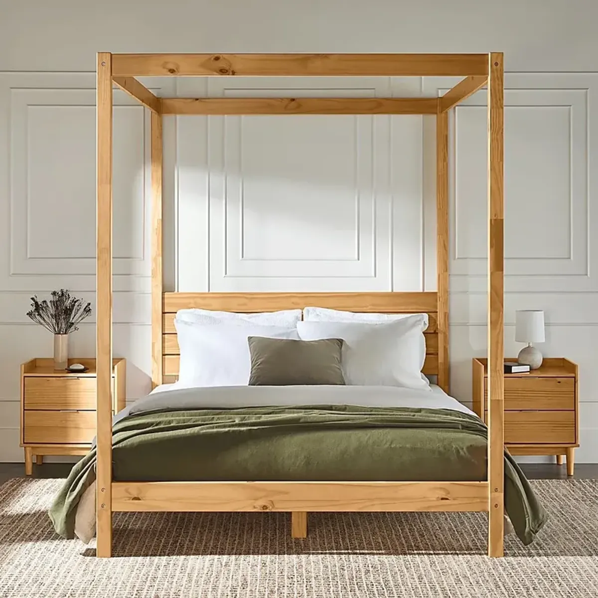 Evertrust Natural Queen Canopy Bed