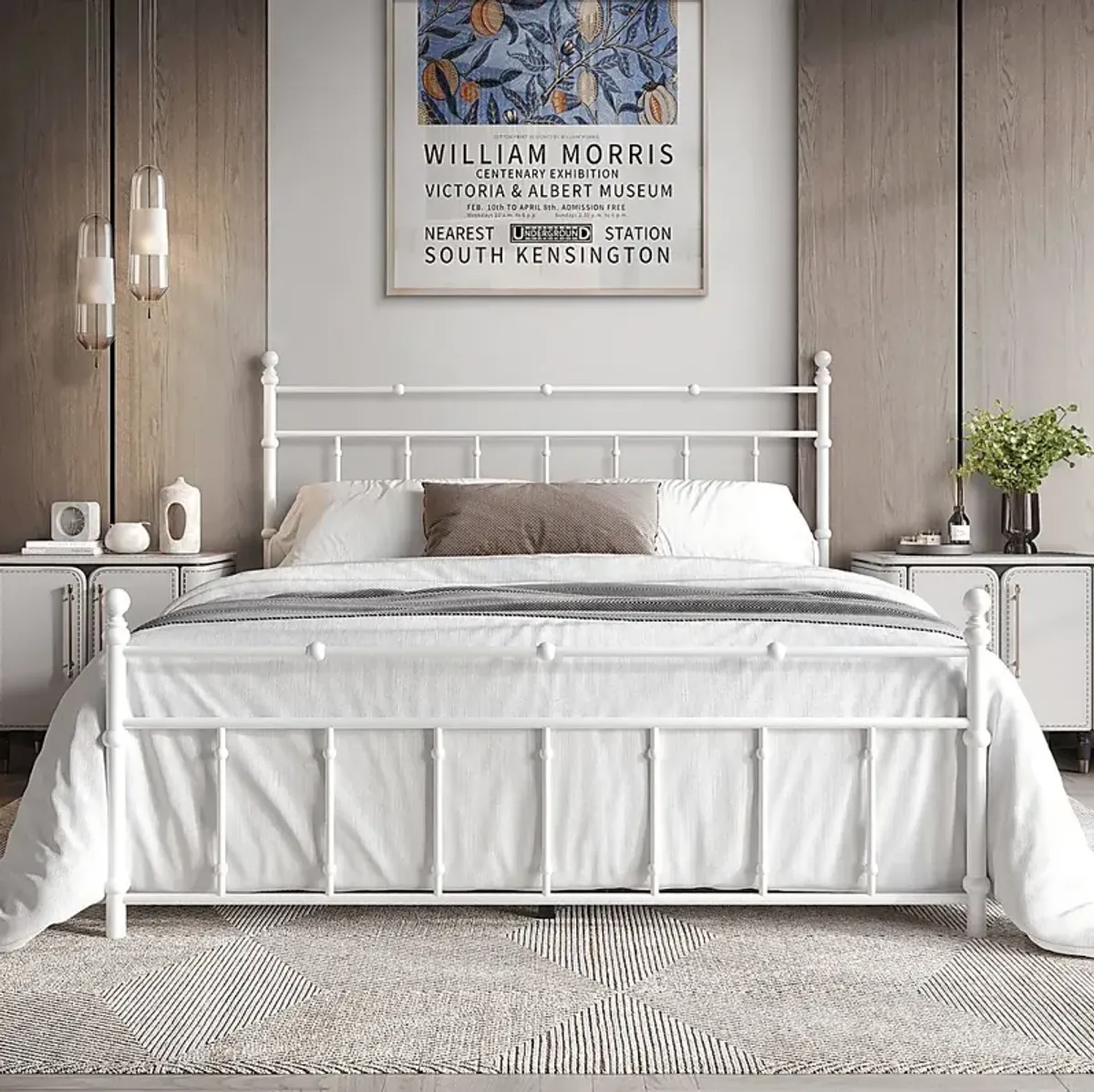 Griffincast White Queen Bed