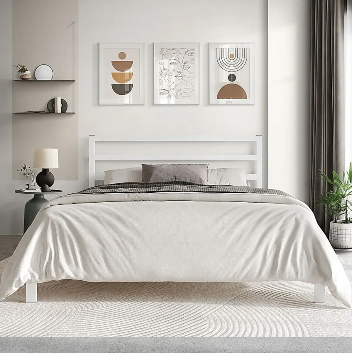 Mazefruit White Queen Bed