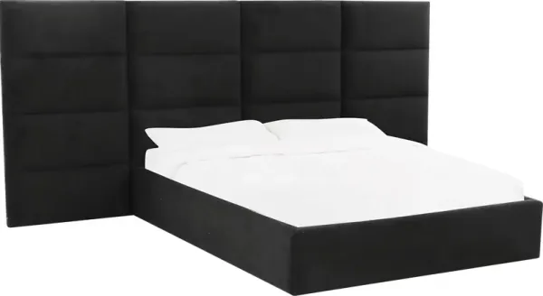Arliss Black Queen Bed with Wings