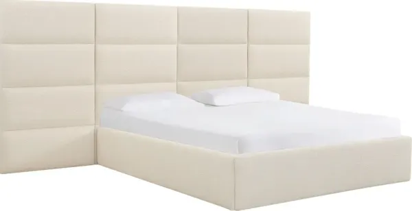 Arliss Cream Boucle Queen Bed with Wings