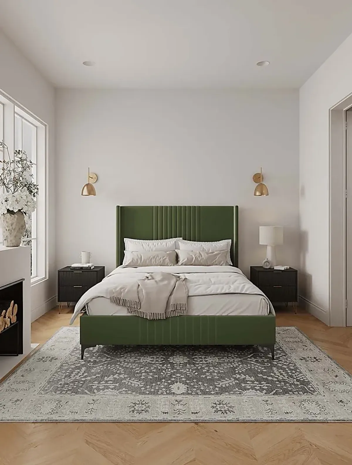 Almendra Green Queen Bed