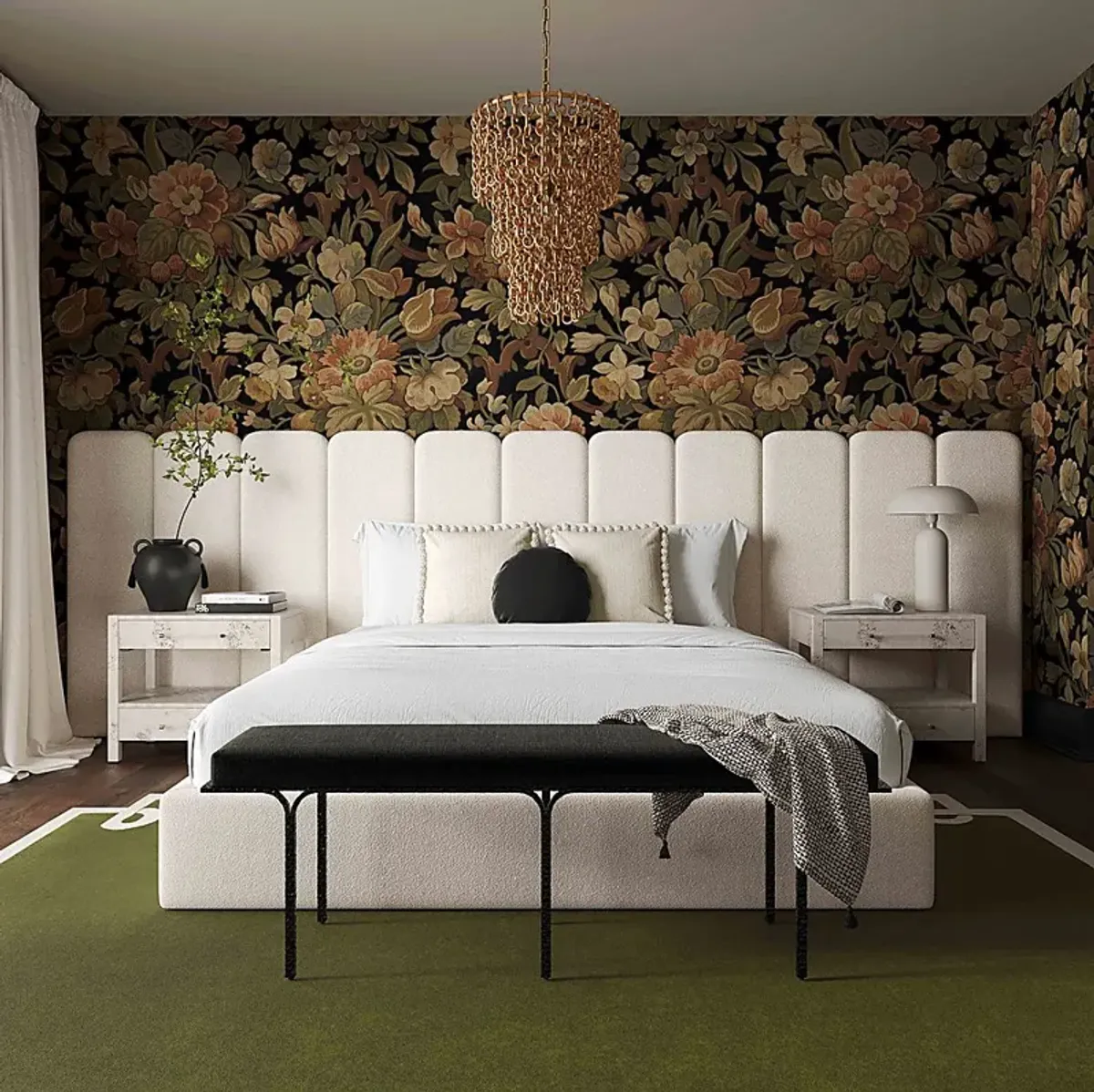Bronzegate Cream Boucle Queen Bed with Wings by Rooms To Go