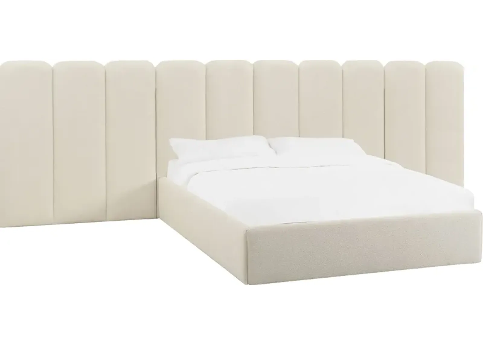 Bronzegate Cream Boucle Queen Bed with Wings by Rooms To Go