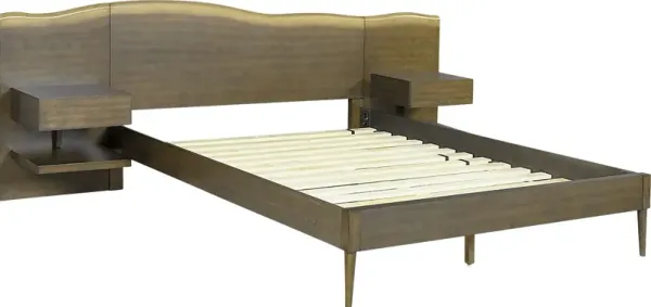 Dreibrodt Brown Queen Platform Bed with Nightstands