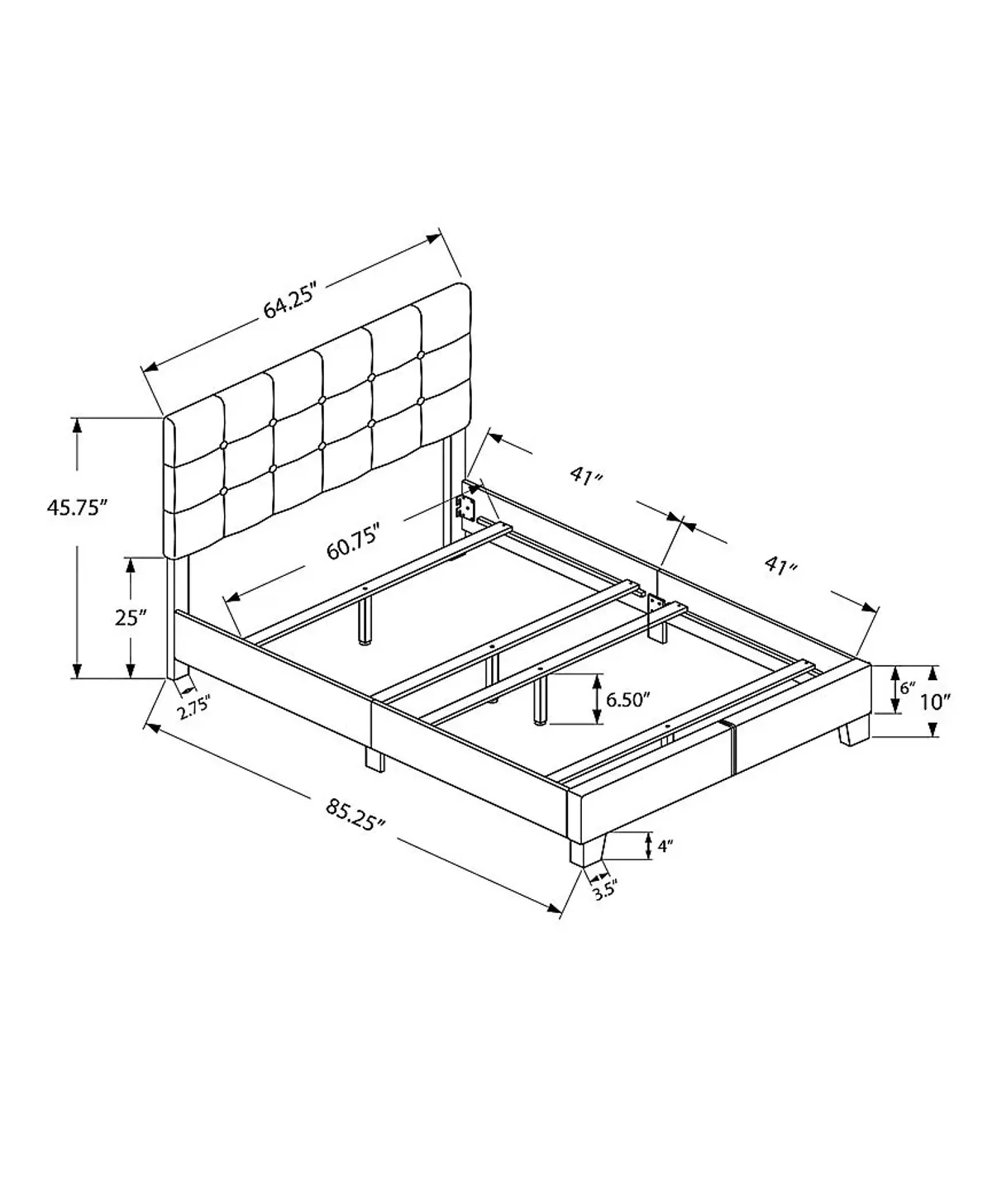 Gemmart Dark Gray Queen Bed