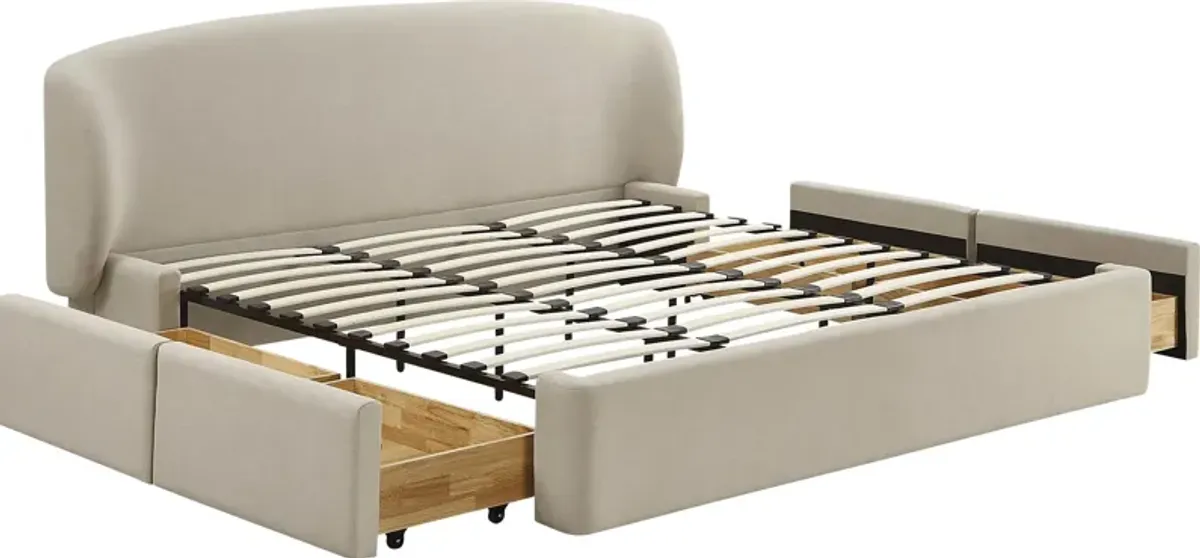 Owlair Cream King Storage Bed