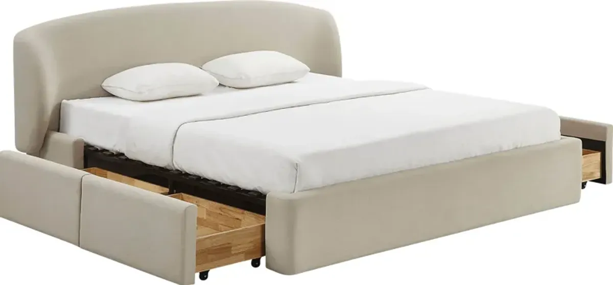 Owlair Cream King Storage Bed