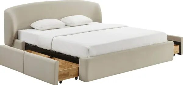 Owlair Cream King Storage Bed
