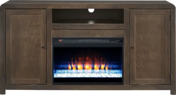 Montavilla Espresso 64 in. Console with Electric Fireplace