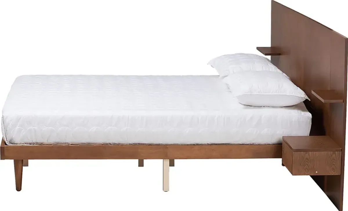 Mimbrera Walnut Queen Bed with Nightstands